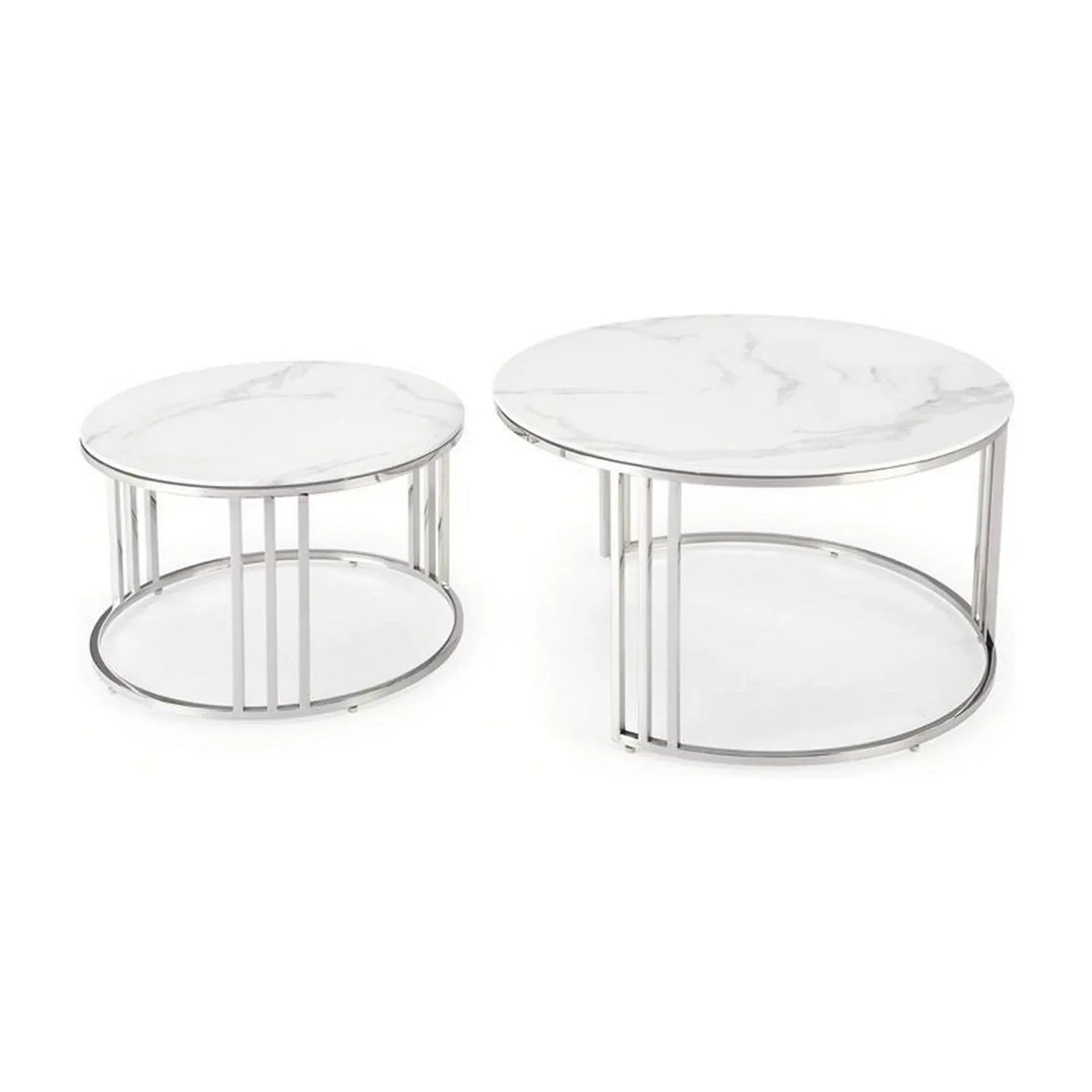 Set 2 masute cafea HOUSTON OCN-37060, alb/crom