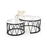 Set de 2 măsuțe de cafea alb/negru cu design modern – primabucata