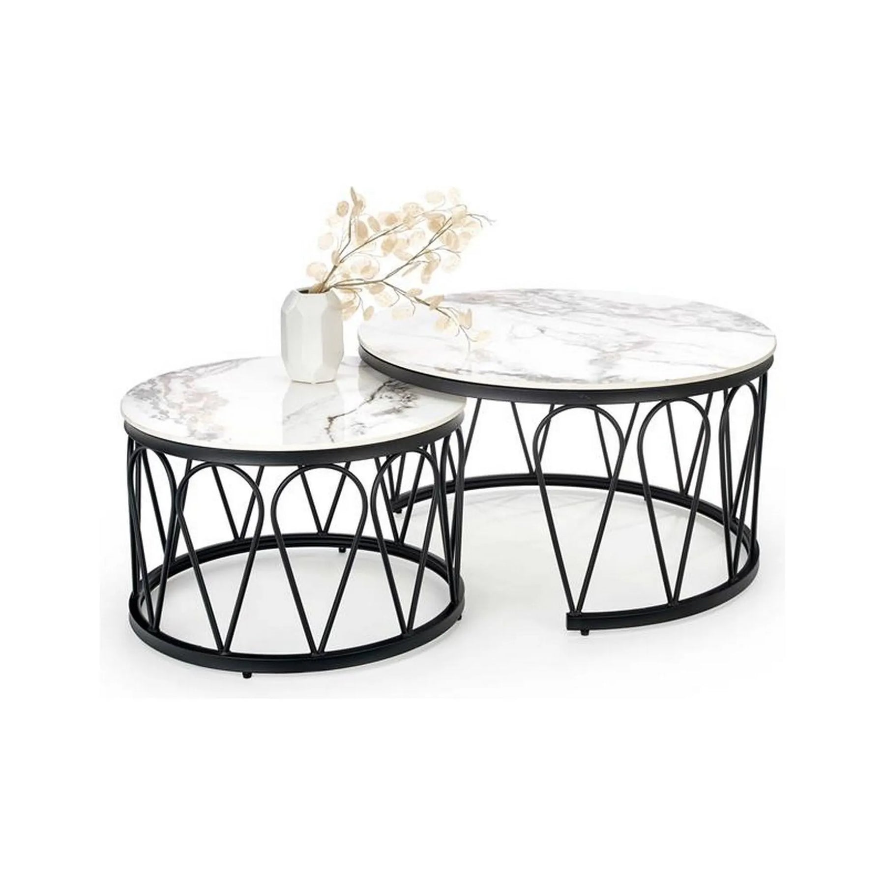 Set de 2 măsuțe de cafea alb/negru cu design modern – primabucata