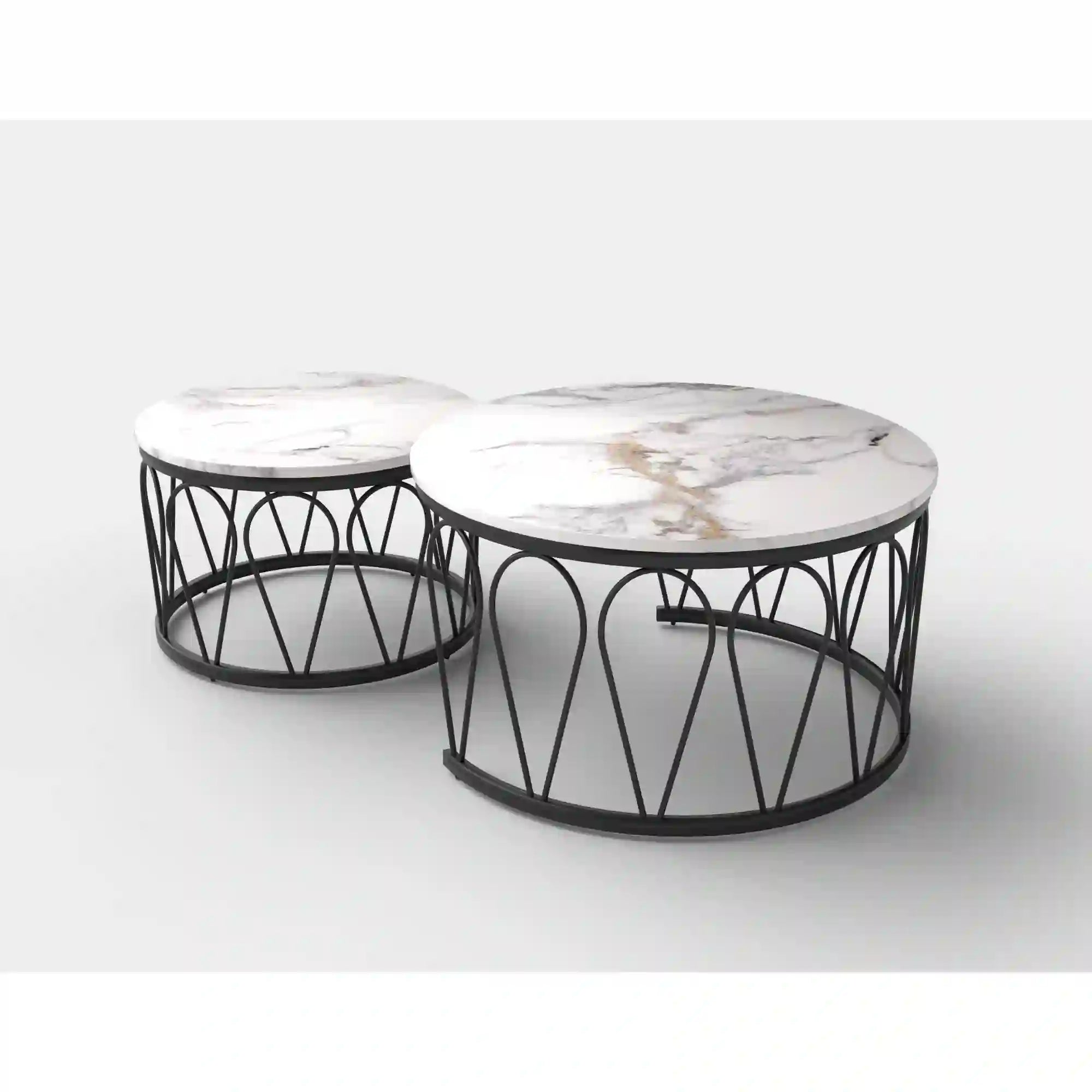 Set 2 masute cafea HOUSTON OCN-37062, alb/negru