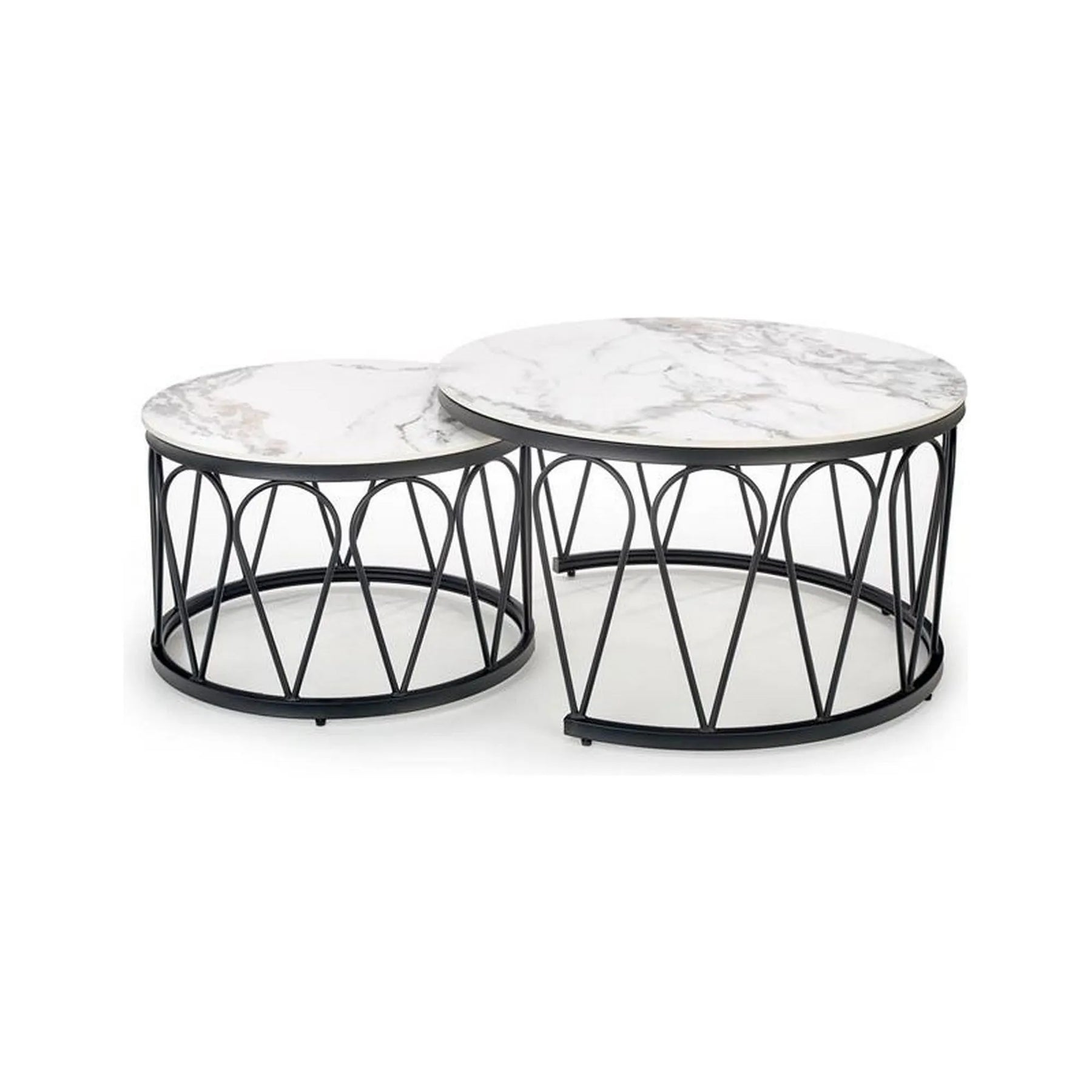 Set 2 masute cafea HOUSTON OCN-37062, alb/negru