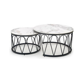 Set 2 masute cafea HOUSTON OCN-37062, alb/negru