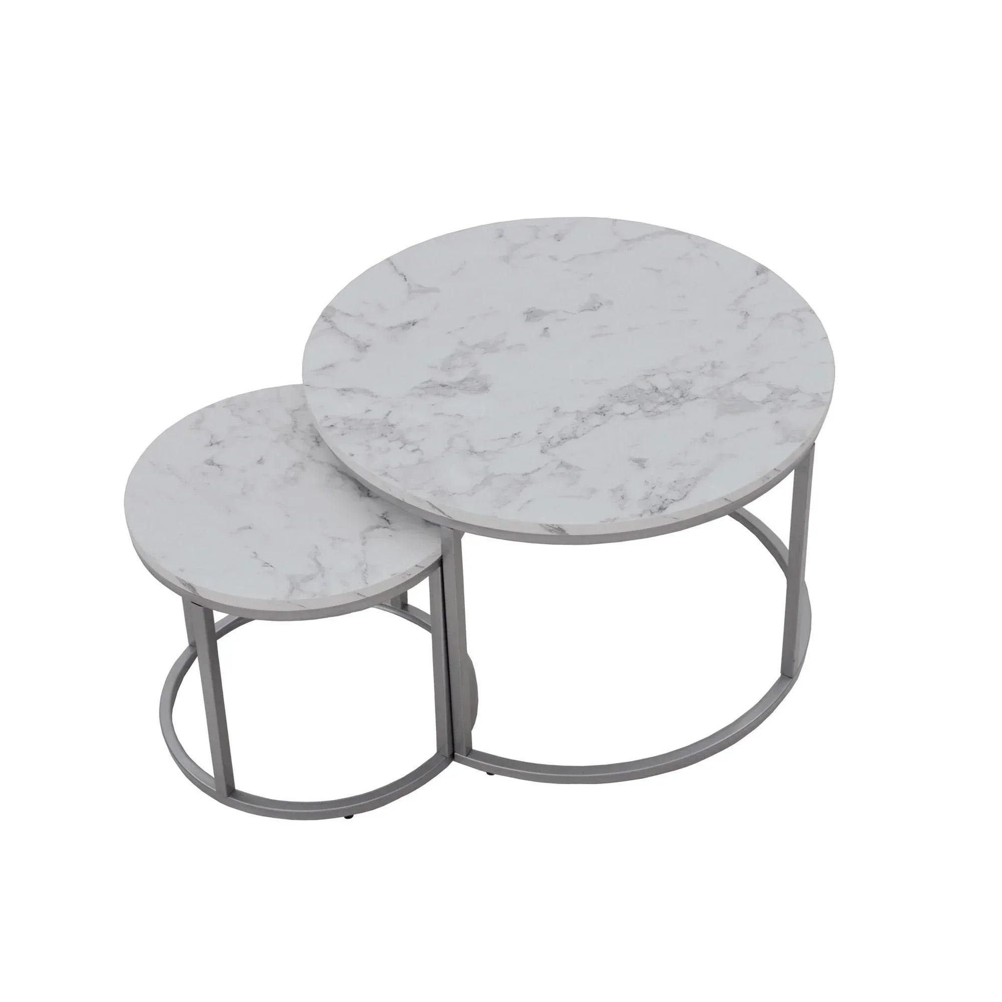 Set 2 masute cafea HOUSTON OCN-37082, alb/argintiu