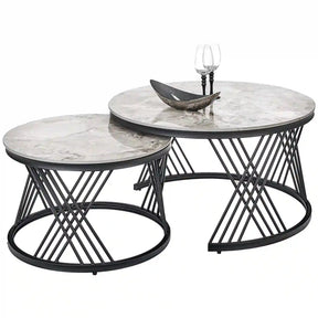 Set de 2 măsuțe de cafea gri/negru cu design modern, ideale pentru living – primabucata