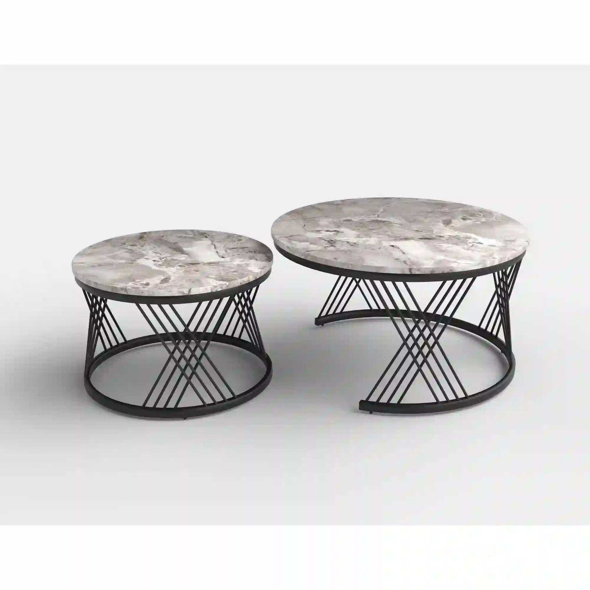 Set 2 masute cafea HOUSTON OCN-37083, gri/negru