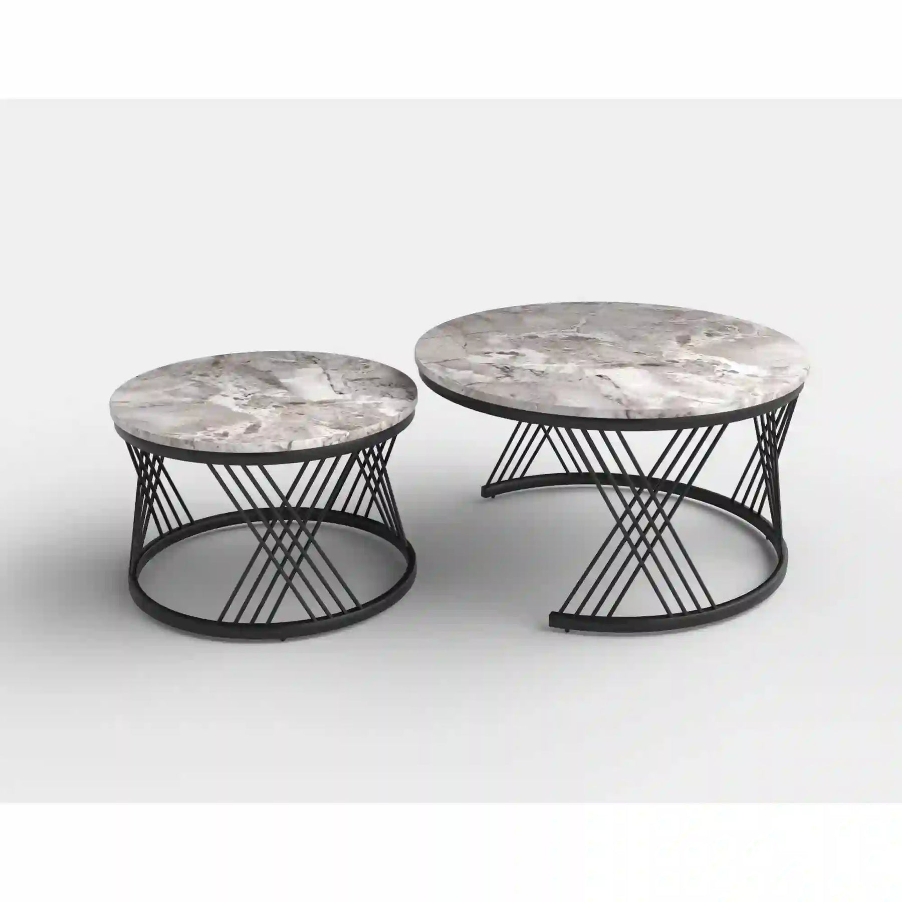 Set 2 masute cafea HOUSTON OCN-37083, gri/negru