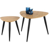 Set de 2 măsuțe de cafea stejar auriu cu picioare negre, ideale pentru living – primabucata