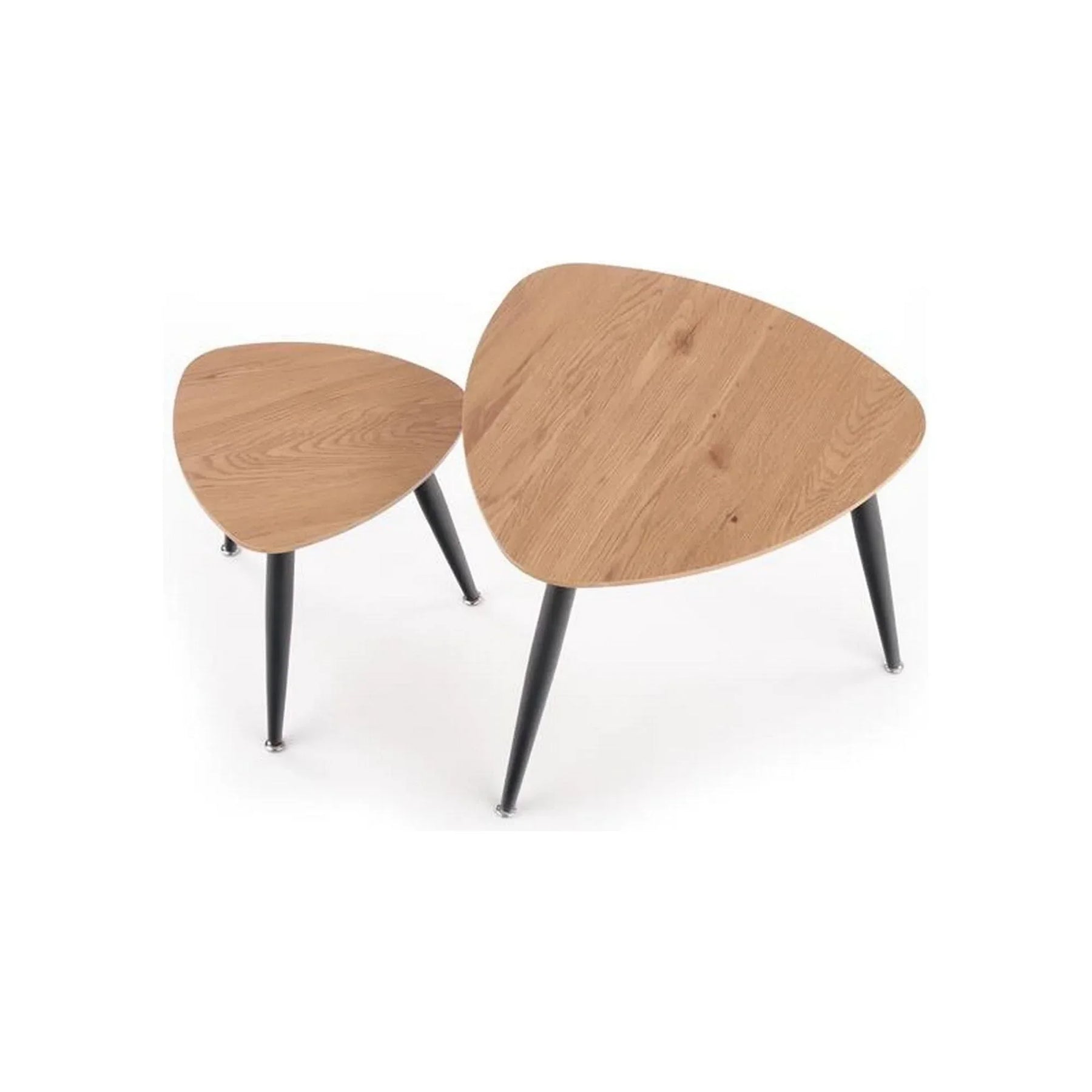 Set de 2 măsuțe de cafea stejar auriu cu picioare negre, ideale pentru living – primabucata