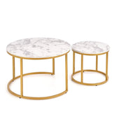 Set 2 masute cafea HOUSTON OCN-37112, alb/auriu