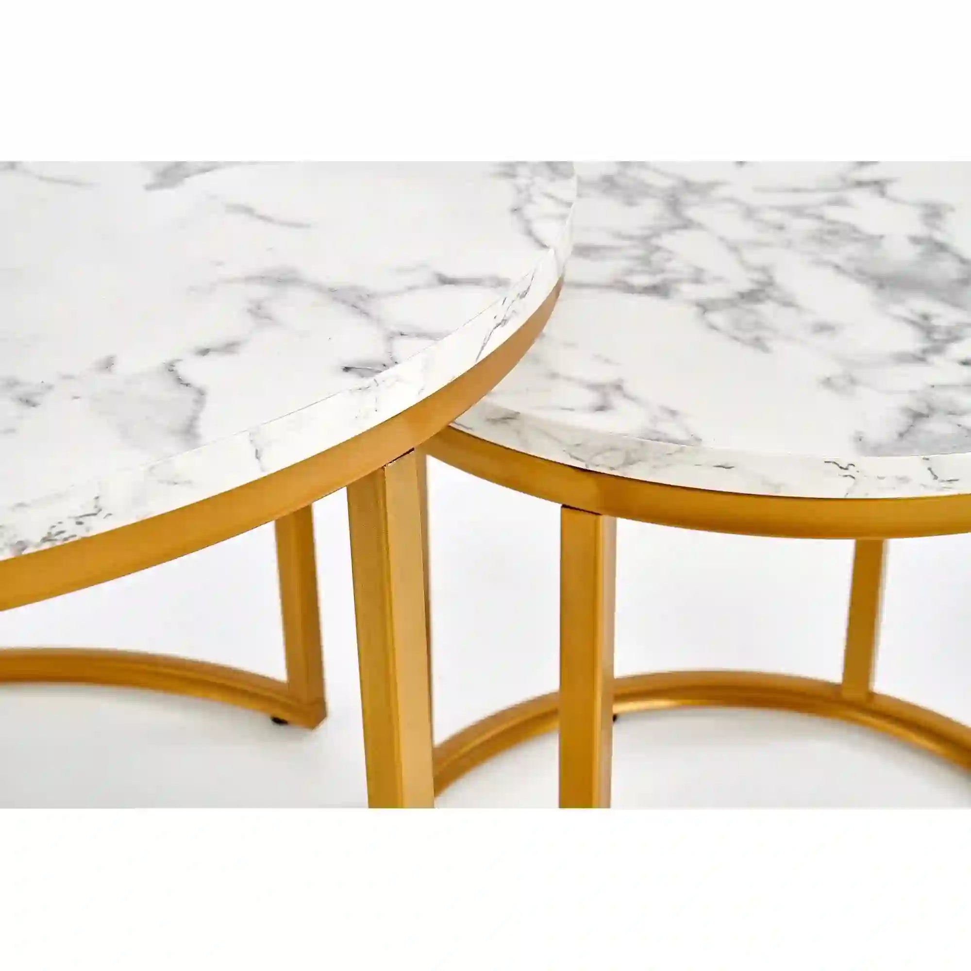 Set 2 masute cafea HOUSTON OCN-37112, alb/auriu