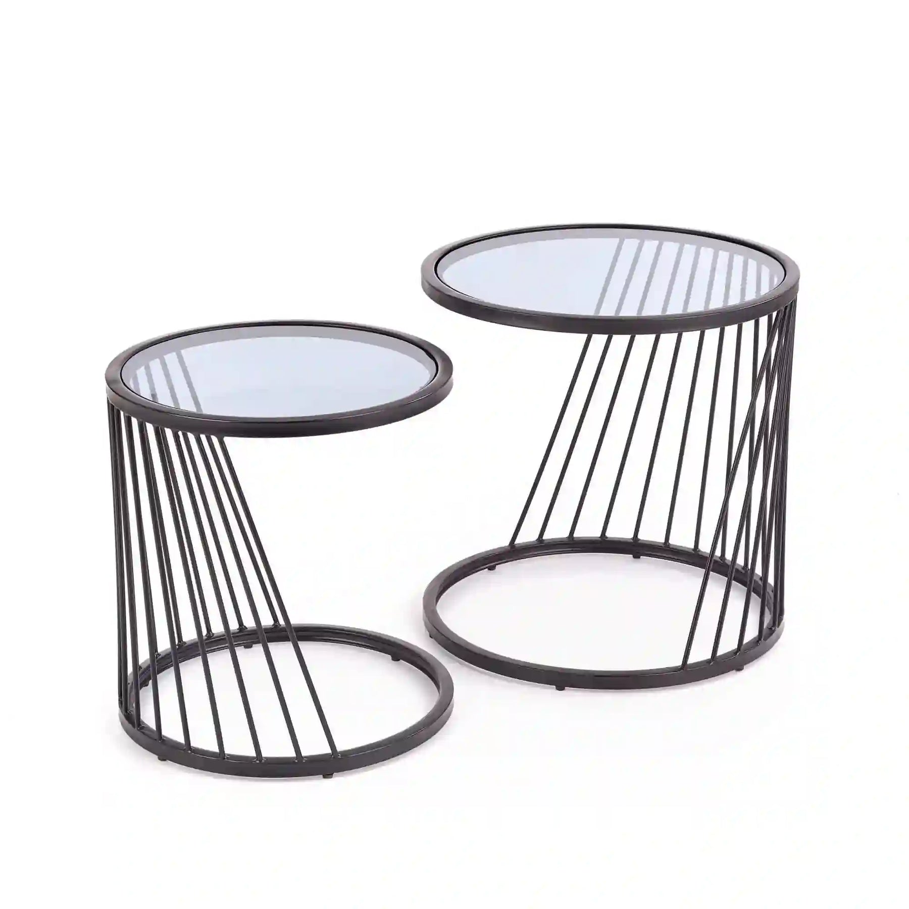 Set 2 masute cafea HOUSTON OCN-37117, transparent/negru