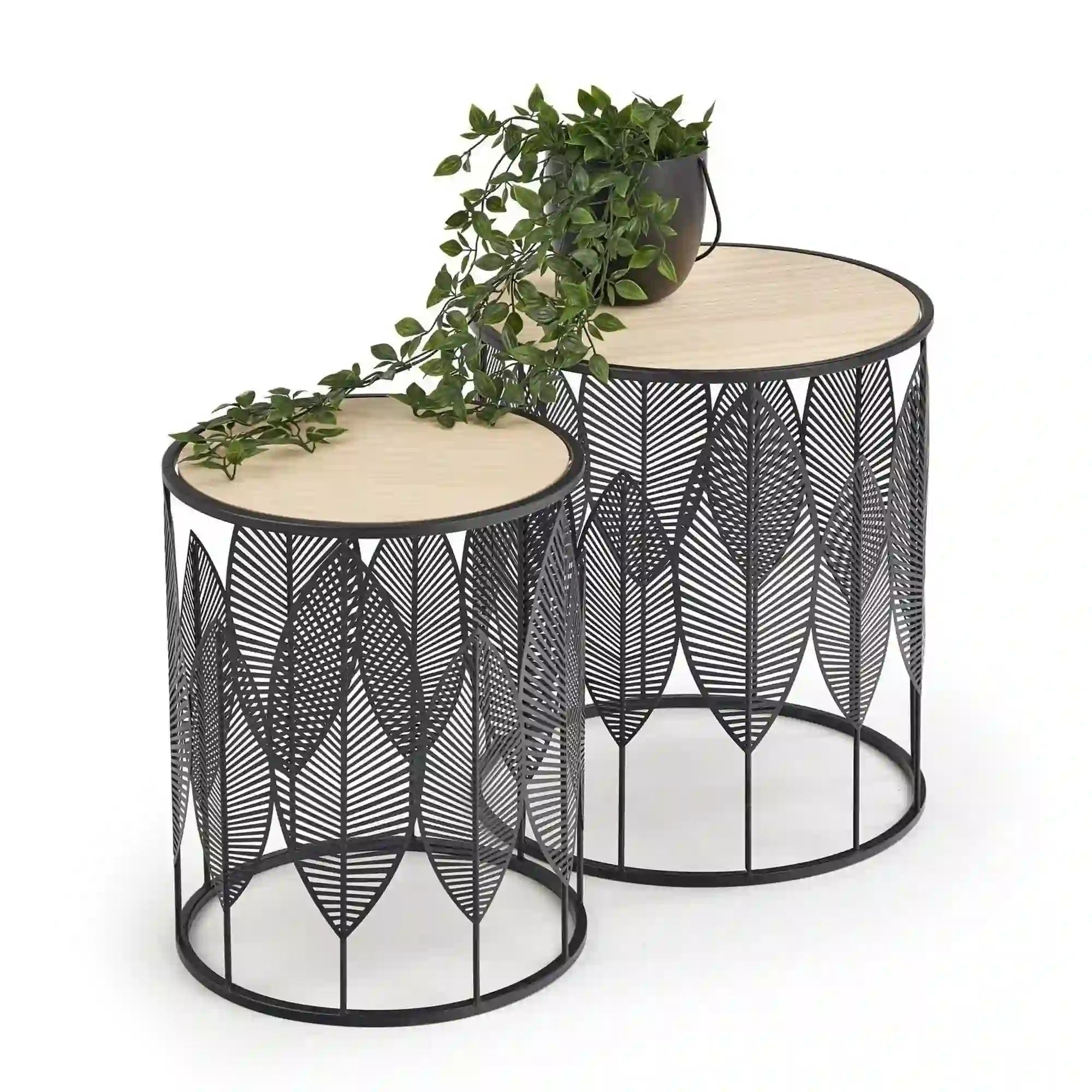 Set 2 masute cafea HOUSTON OCN-37172, stejar/negru