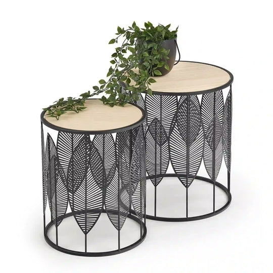 Set 2 masute cafea HOUSTON OCN-37172, stejar/negru
