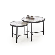 Set 2 masute cafea HOUSTON OCN-37174, alb/negru