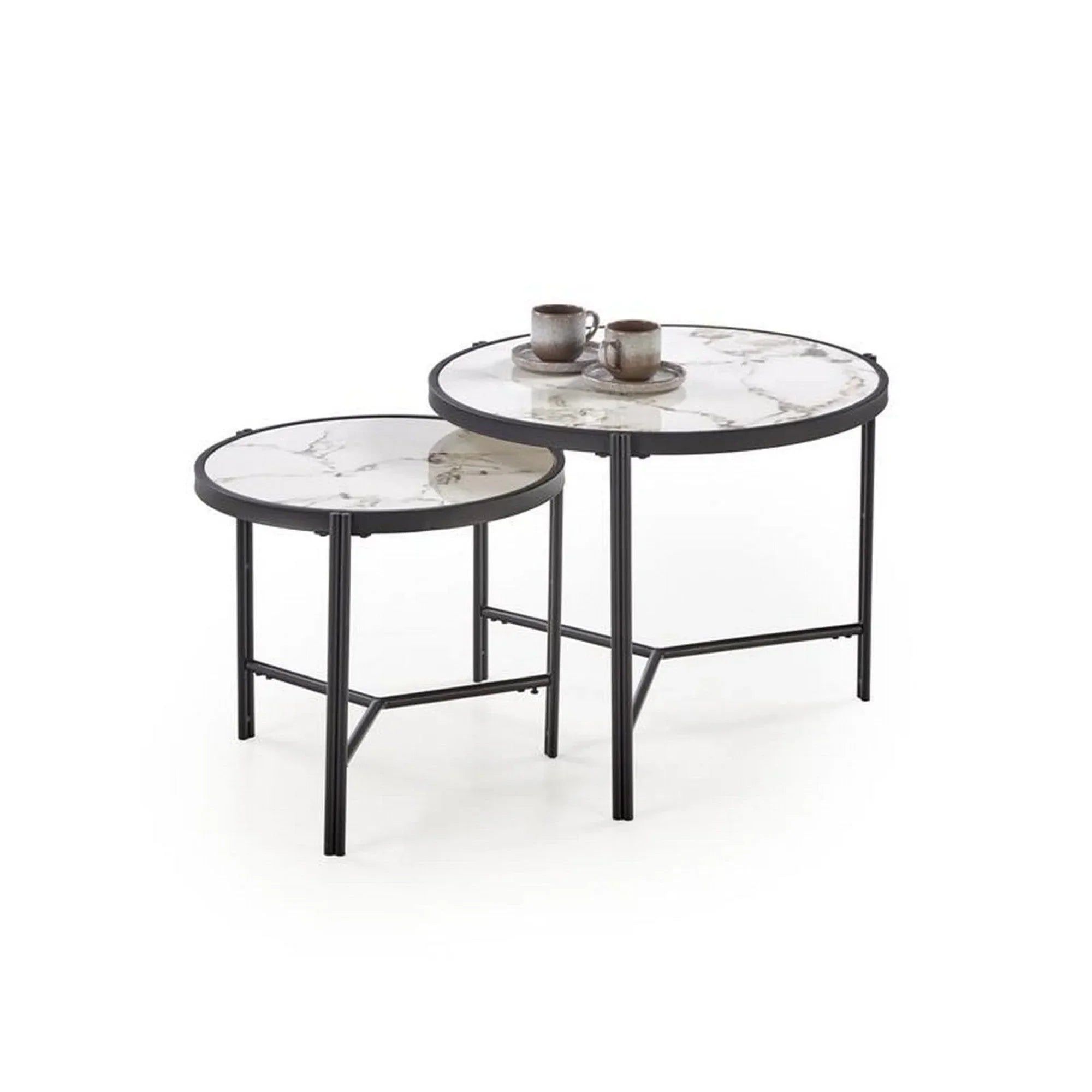 Set 2 masute cafea HOUSTON OCN-37174, alb/negru