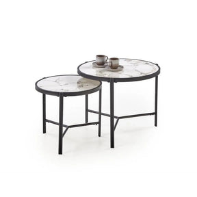 Set 2 masute cafea HOUSTON OCN-37174, alb/negru