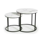 Set 2 masute cafea OREO, alb cu efect de marmura/negru