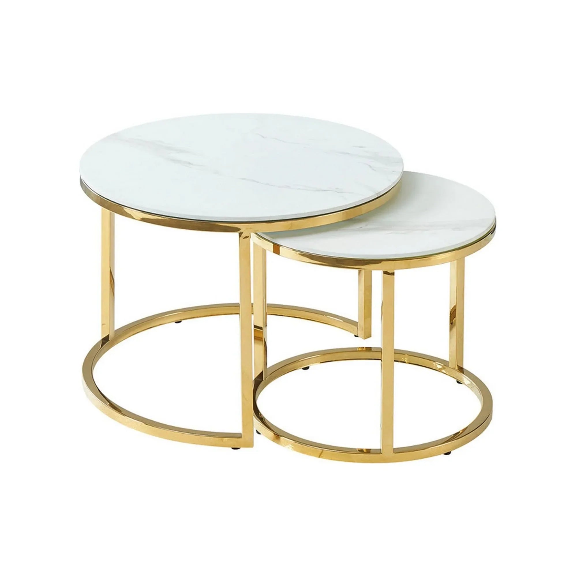 Set 2 masute DETROIT OCN-39109, alb/auriu