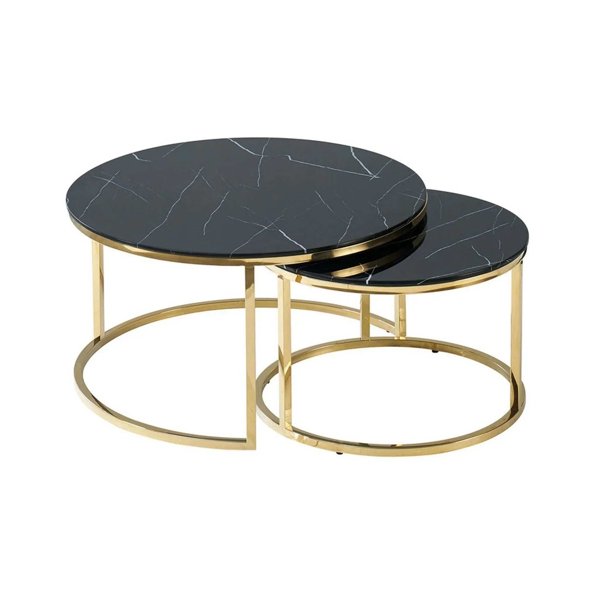 Set 2 masute DETROIT OCN-39295, negru/auriu