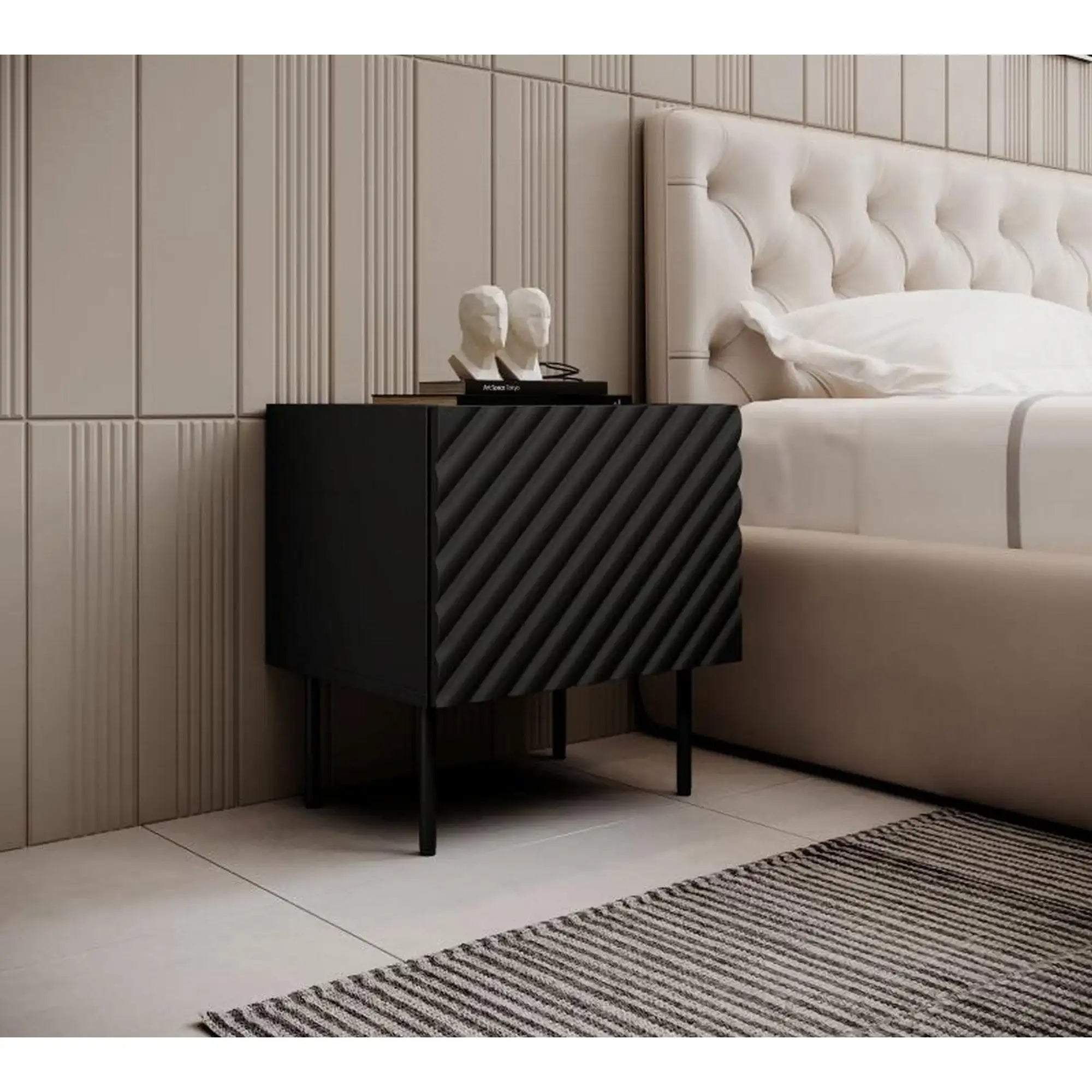 Set 2 noptiere HOUSTON OCN-37007, negru/stejar