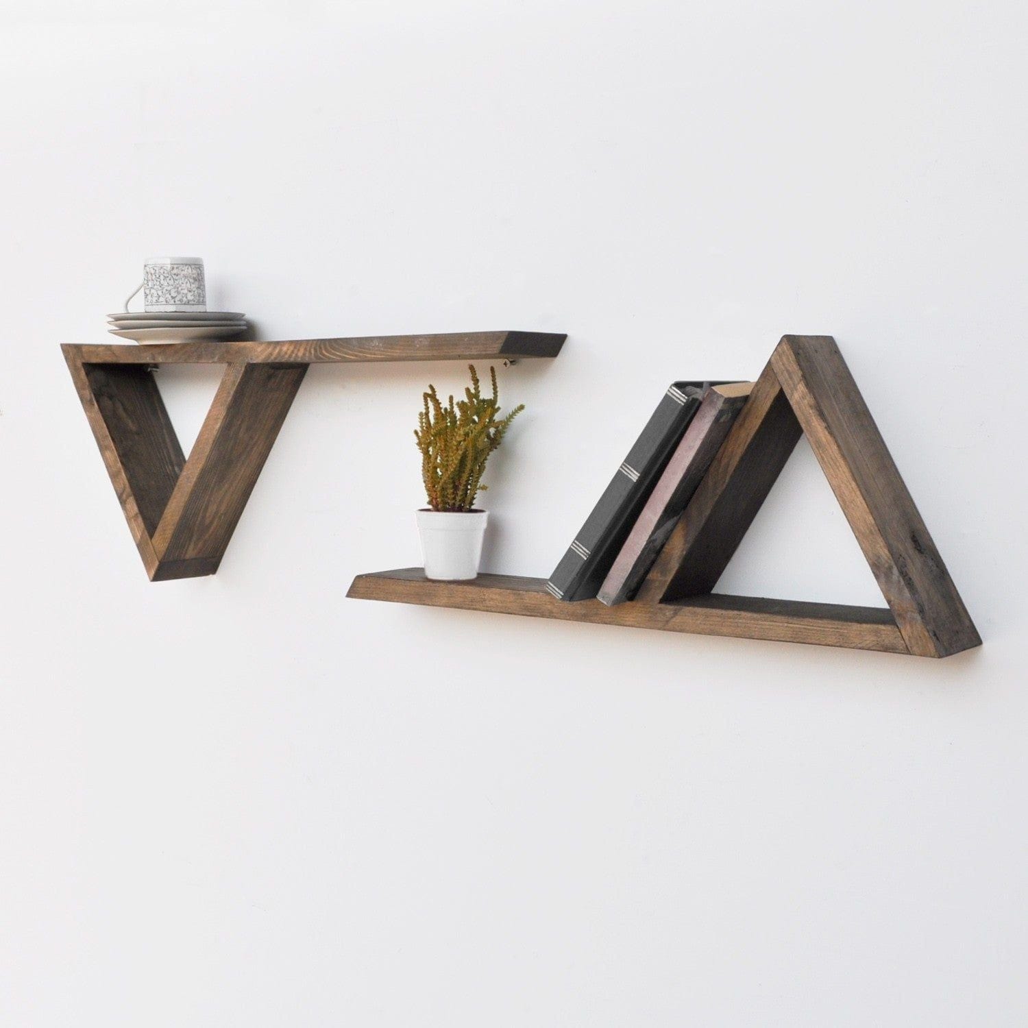 Set de 2 polițe din nuc, cu design modern, ideal pentru living – primabucata