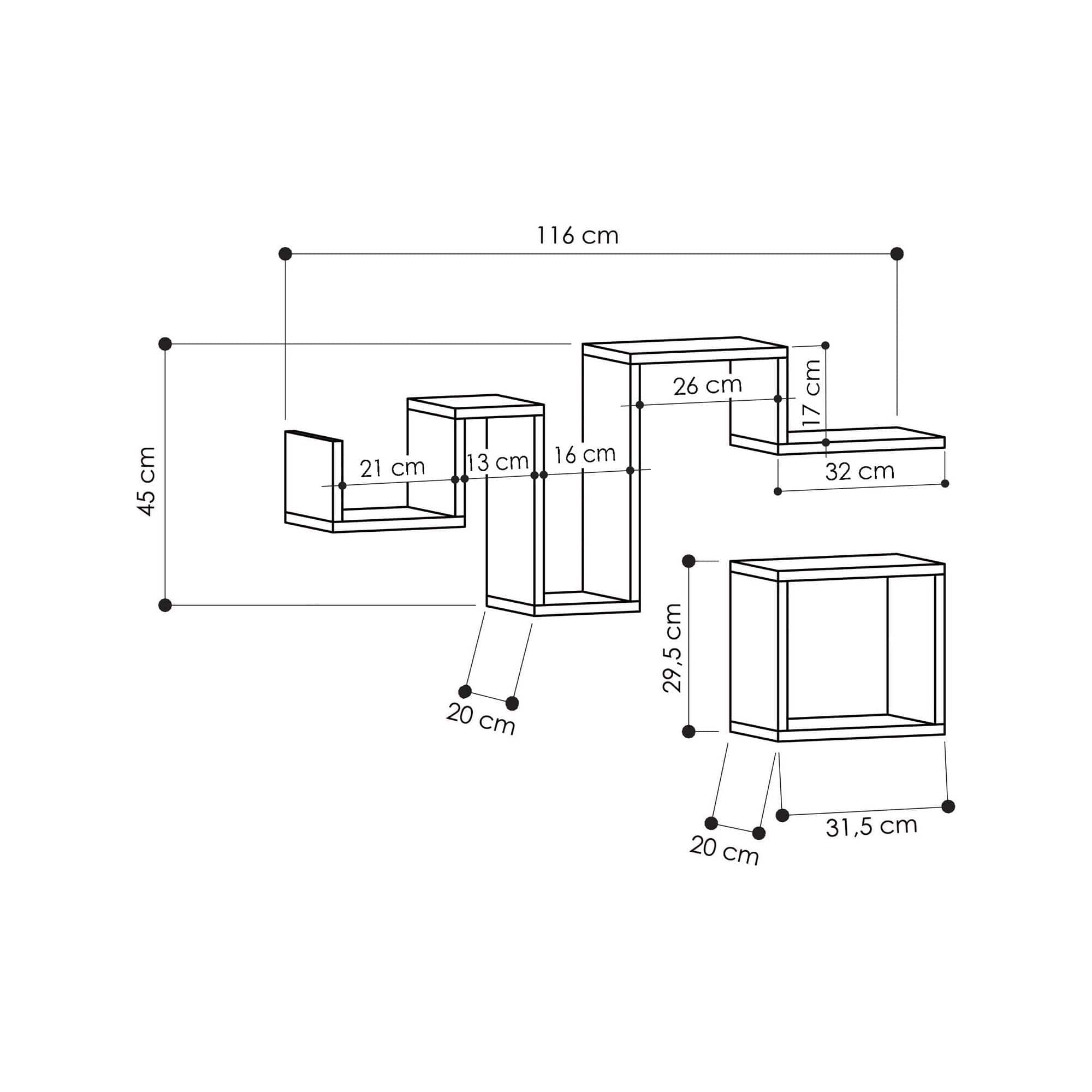Set 2 rafturi AMSTERDAM OCN-30945, gri antracit
