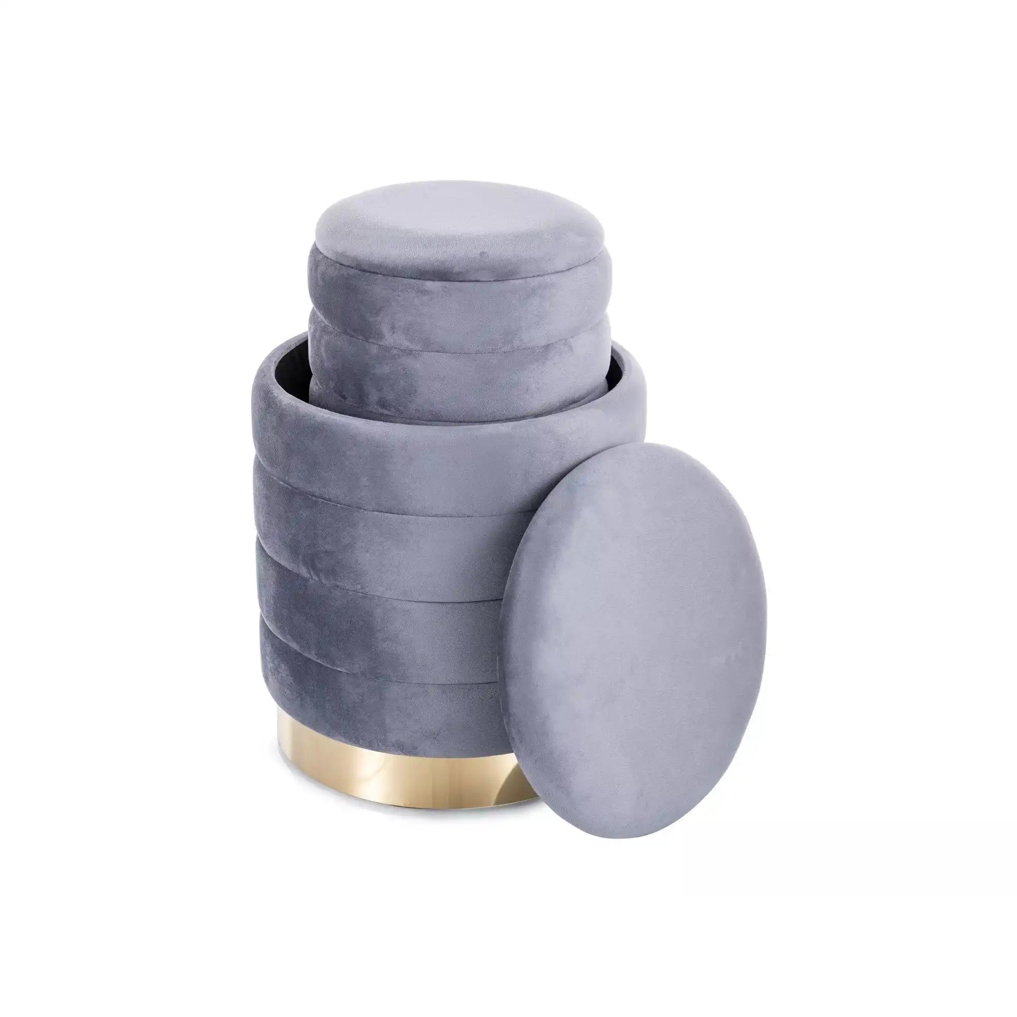 Set 2 taburete DETROIT OCN-38371, gri/auriu