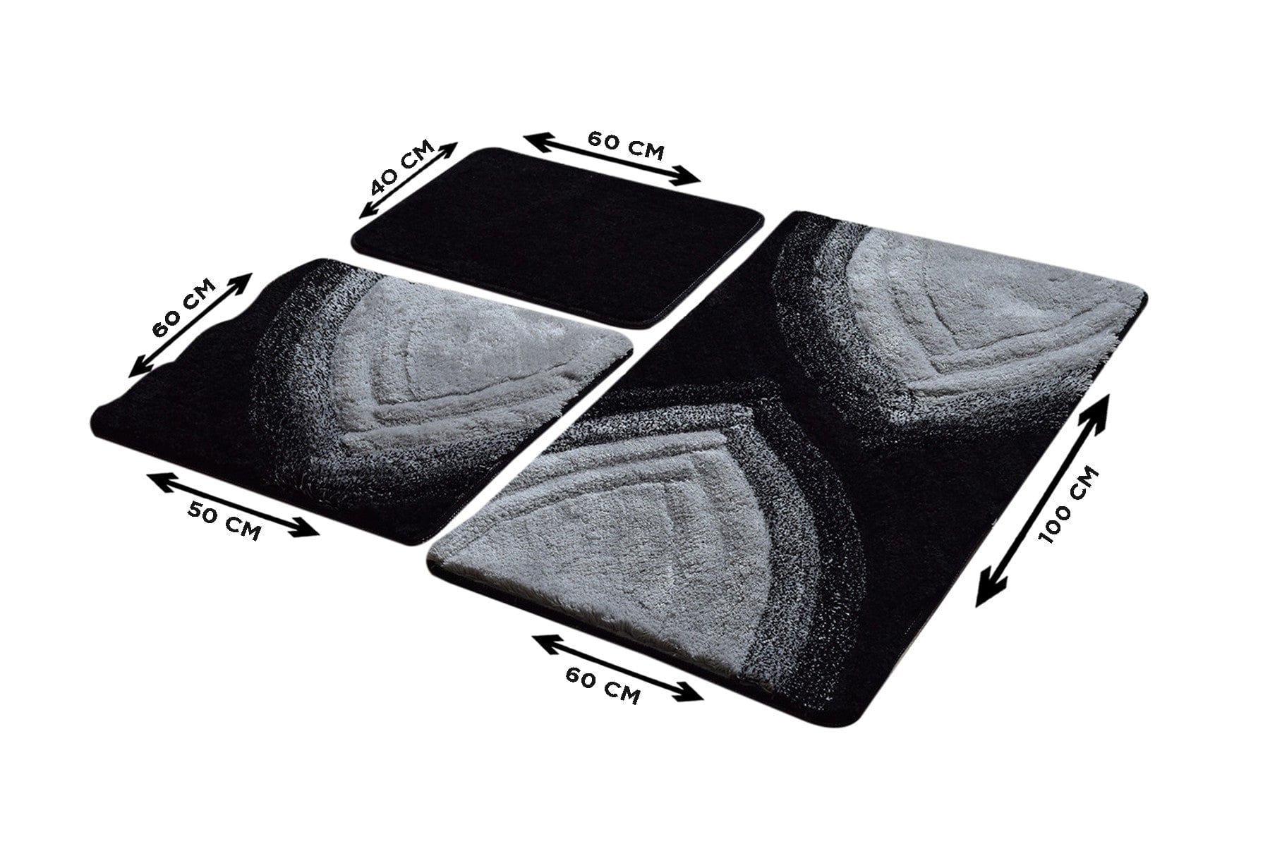Set 3 covorase baie AMSTERDAM OCN-33911, negru/gri