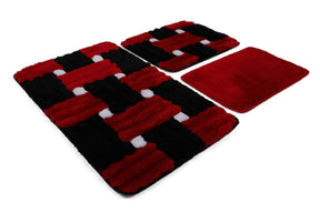 Set 3 covorase baie AMSTERDAM OCN-33912, negru/rosu
