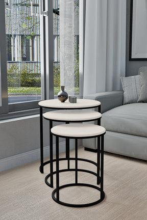 Set 3 masute AMSTERDAM OCN-31680, alb/negru