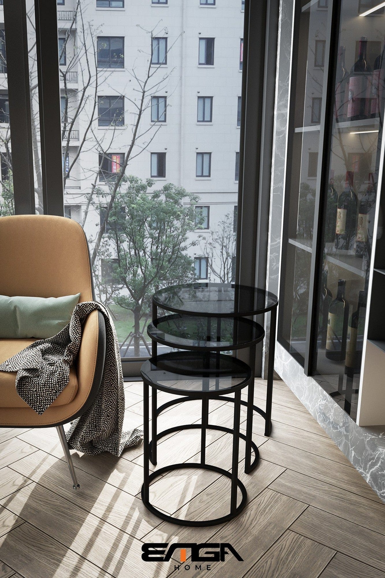 Set 3 masute AMSTERDAM OCN-31681, negru