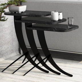 Set de 3 măsuțe de cafea negre, cu design modern, ideale pentru living – primabucata