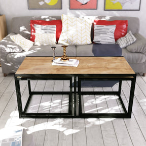 Set 3 masute cafea AMSTERDAM OCN-31767, stejar/negru