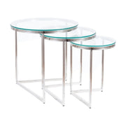 Set 3 masute DETROIT OCN-39286, transparent/argintiu