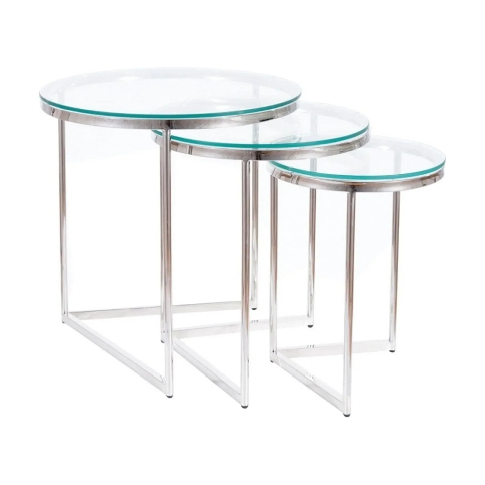 Set 3 masute DETROIT OCN-39286, transparent/argintiu