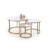 Set 3 masute HOUSTON OCN-37022, alb/auriu