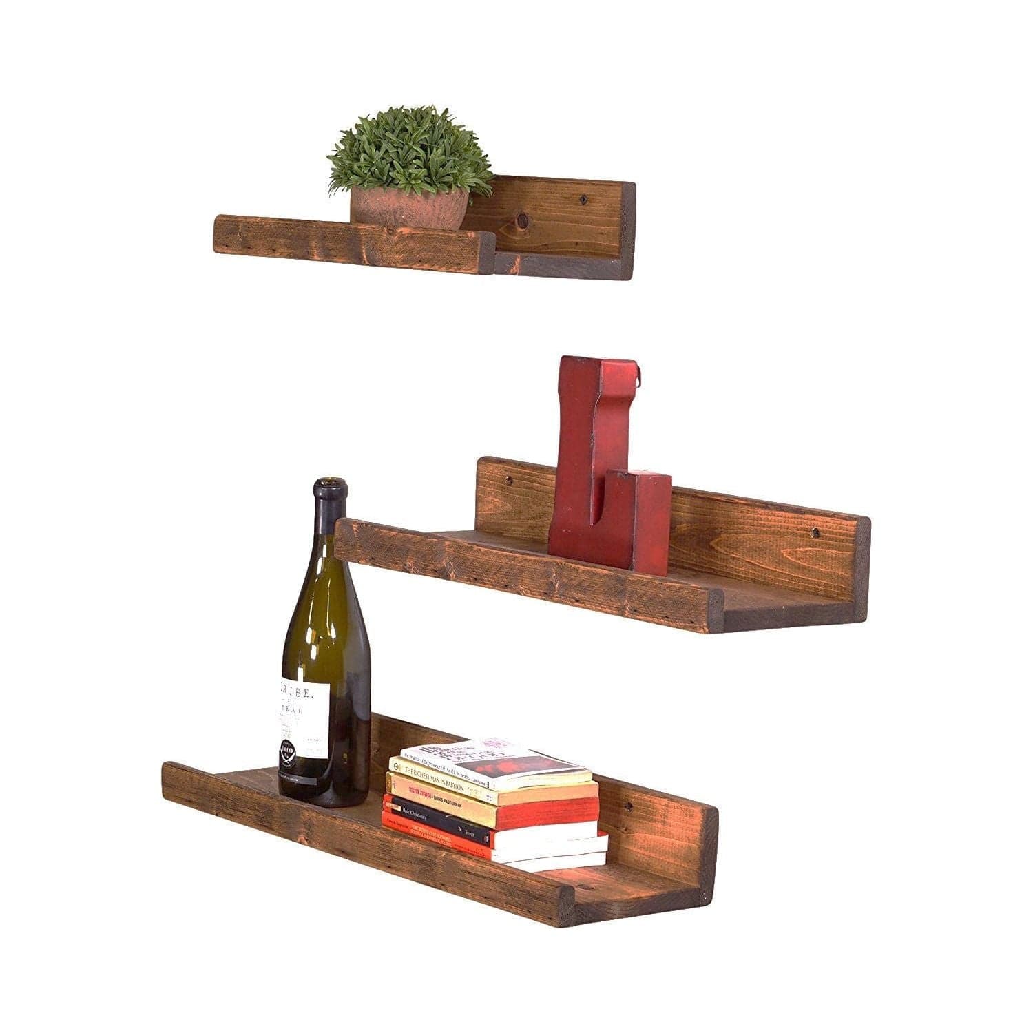 Set de 3 polițe maro pentru decorare, ideale pentru living – primabucata
