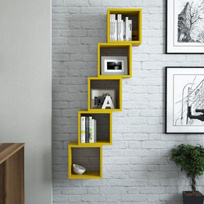 Rafturi galbene moderne pe perete, ideale pentru decorarea livingului – primabucata