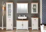 Set mobilier baie JASMIN, 5 piese, alb/stejar artisan, PAL