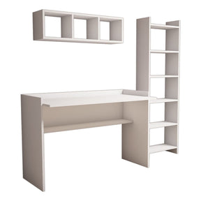 Set birou alb modern, cu rafturi pentru organizare, ideal pentru birou acasă – primabucata