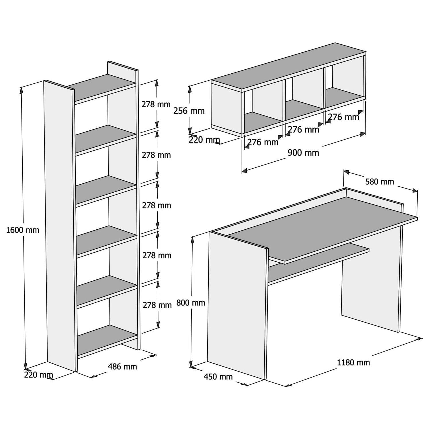 Set birou AMSTERDAM OCN-30760, alb