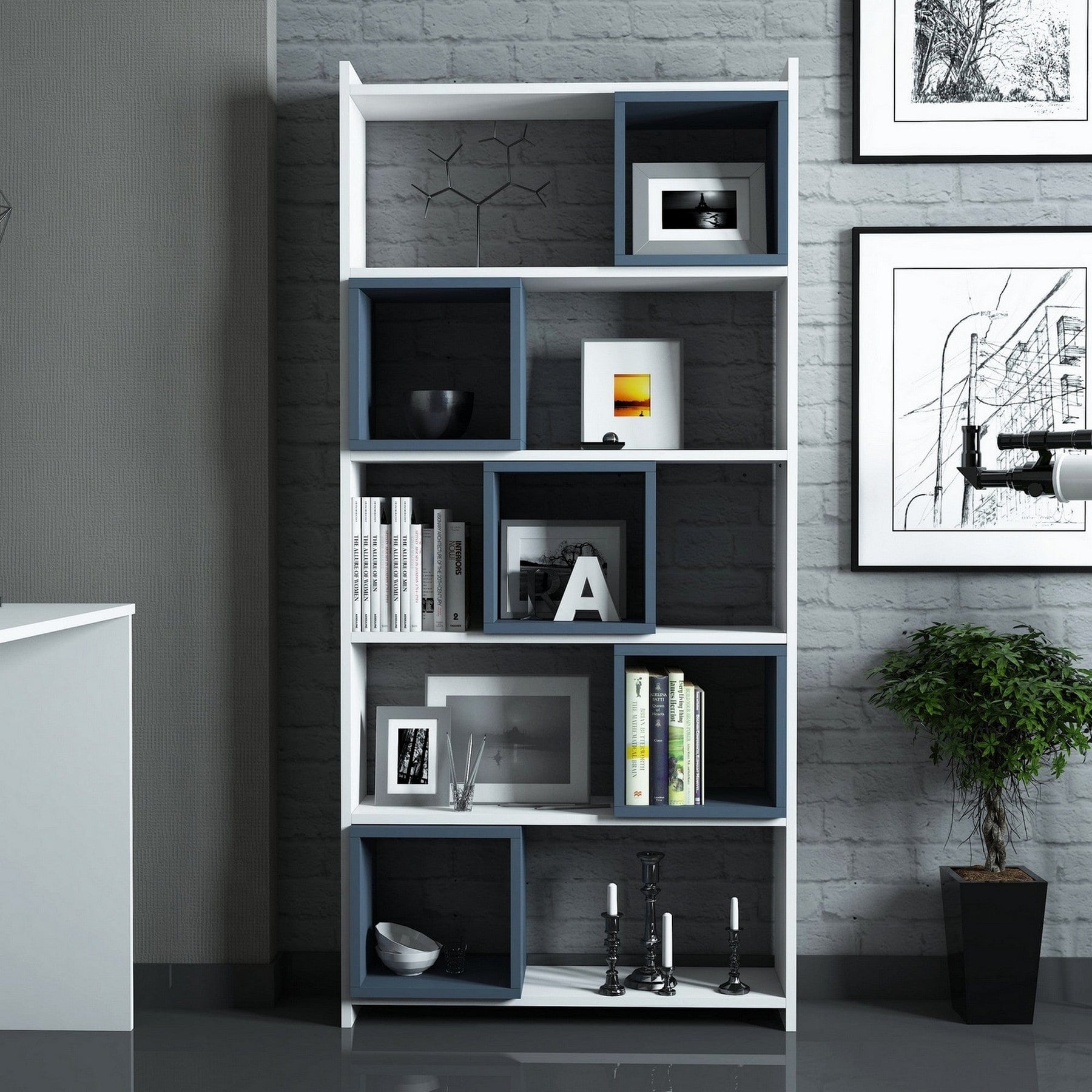 Set birou AMSTERDAM OCN-30775, alb/albastru