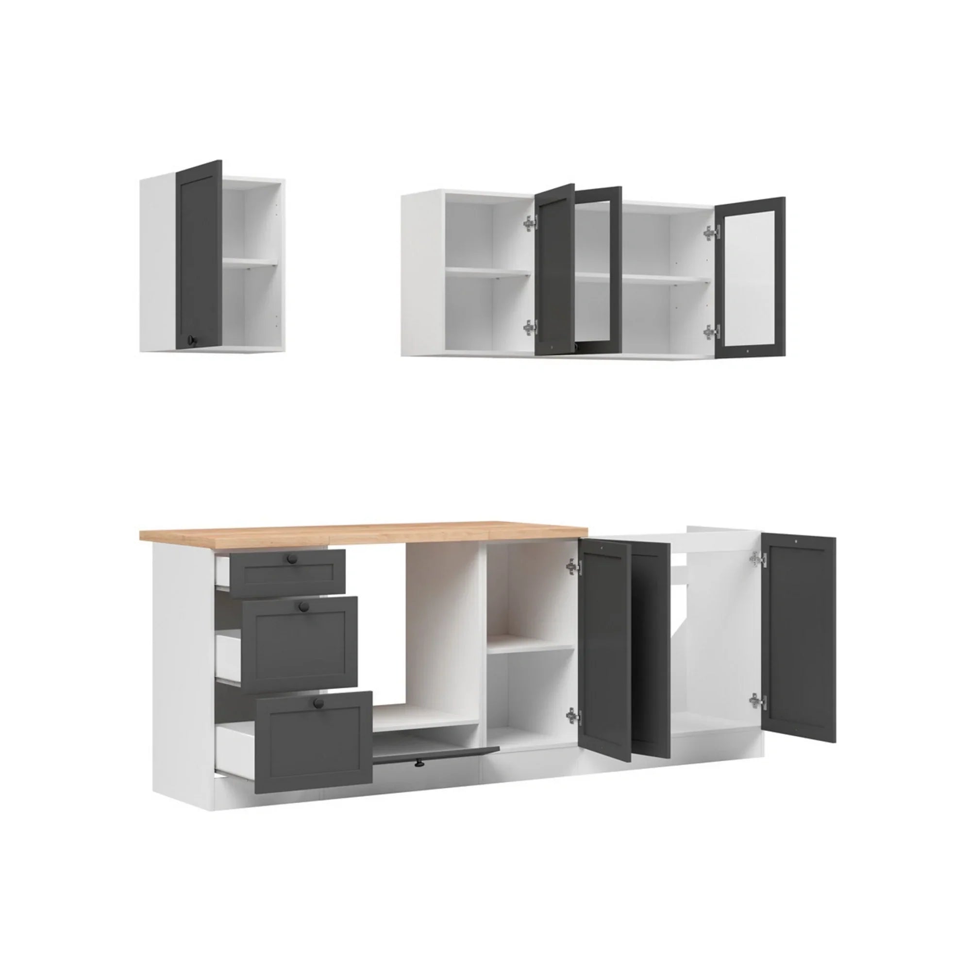 Set bucatarie BERGEN OCN-29855, gri grafit/alb