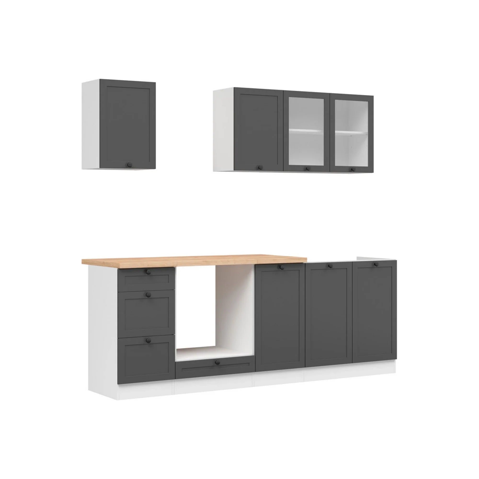 Set bucatarie BERGEN OCN-29855, gri grafit/alb