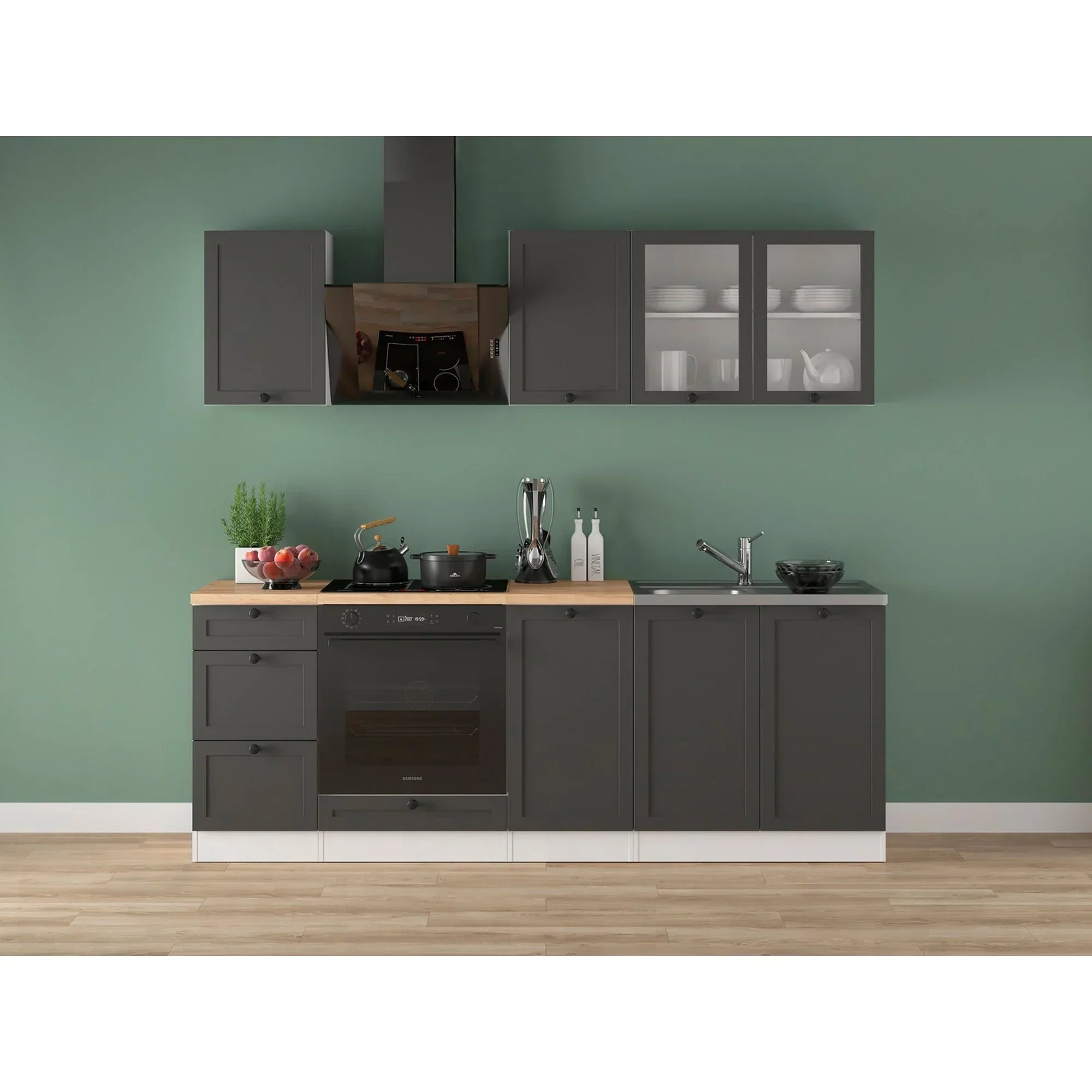 Set bucatarie BERGEN OCN-29855, gri grafit/alb