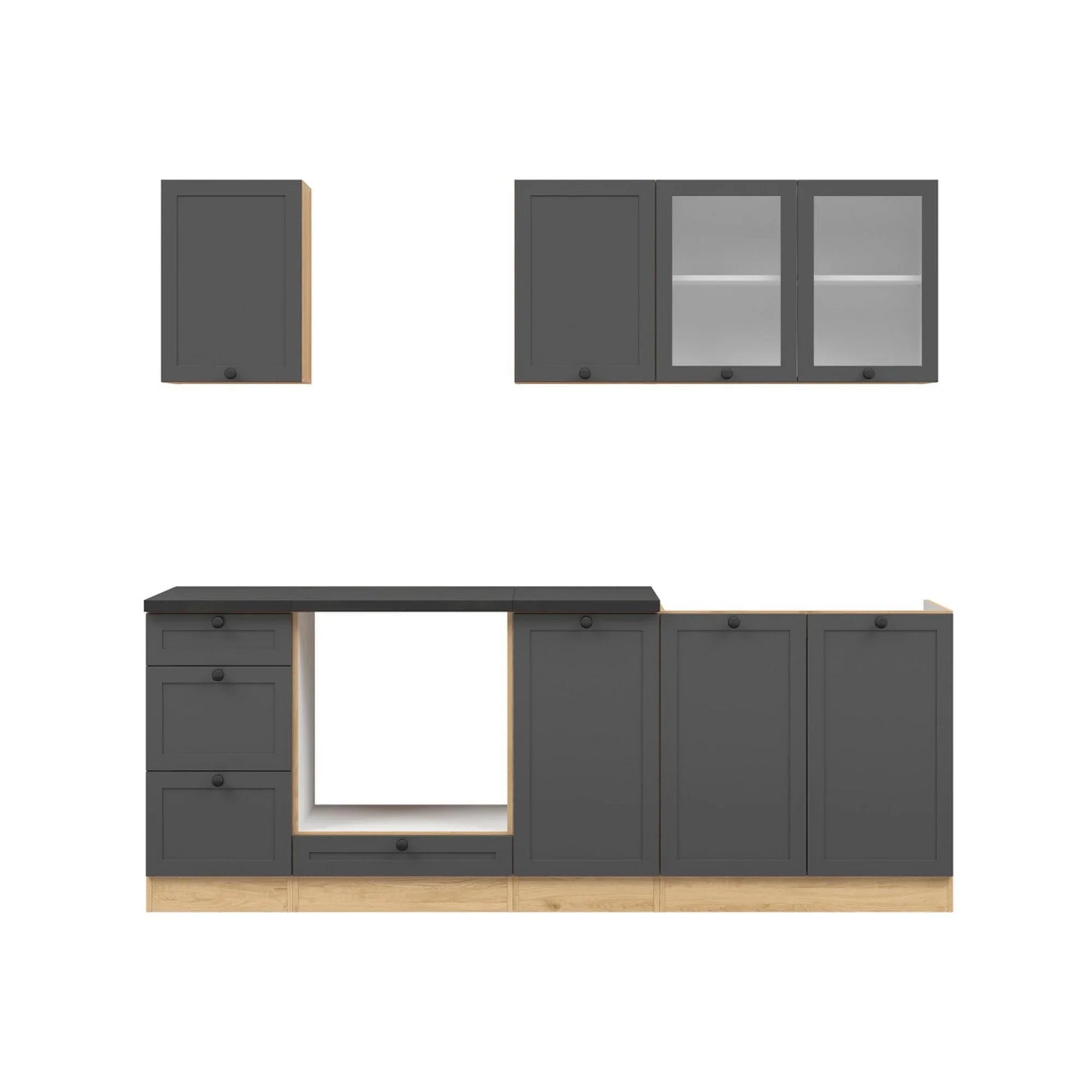 Set bucatarie BERGEN OCN-29858, gri grafit/stejar