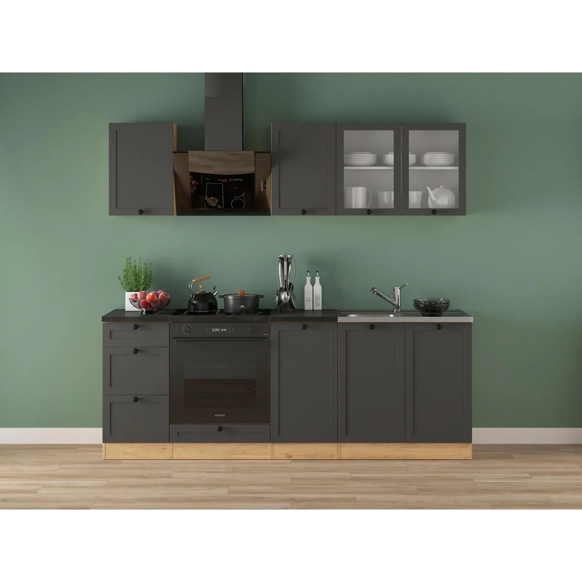 Set bucatarie BERGEN OCN-29858, gri grafit/stejar