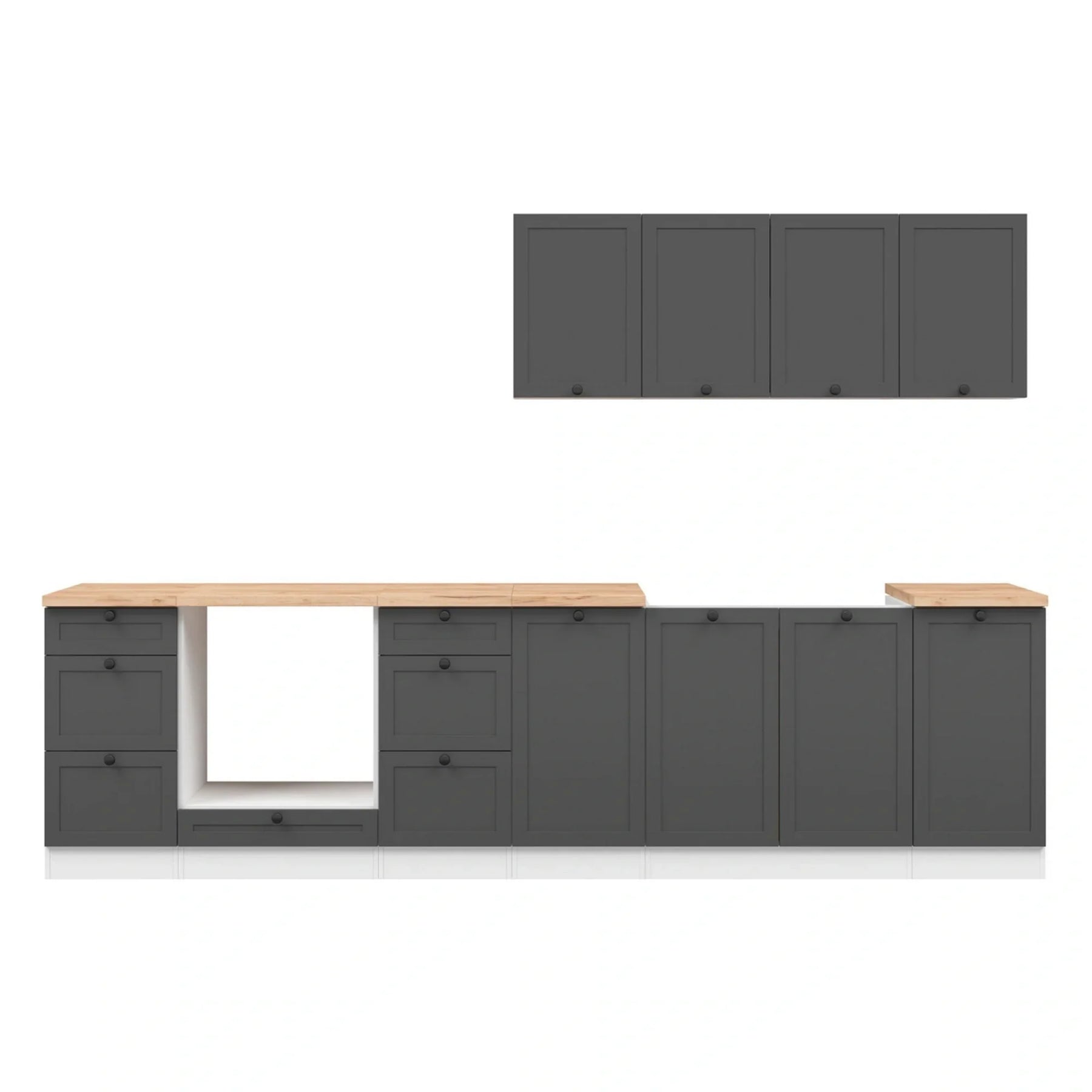 Set bucatarie BERGEN OCN-29879, gri grafit/alb
