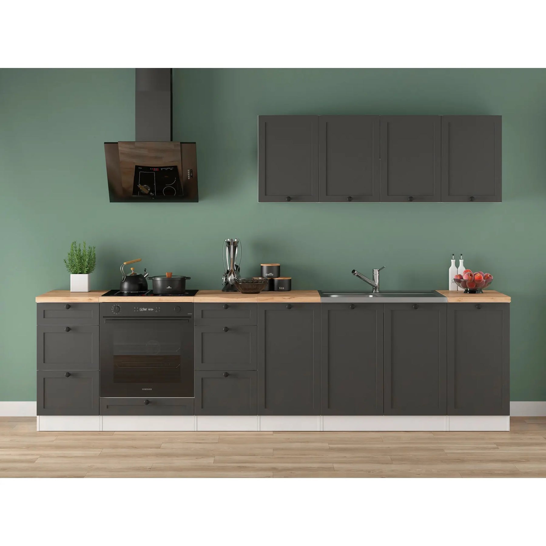 Set bucatarie BERGEN OCN-29879, gri grafit/alb