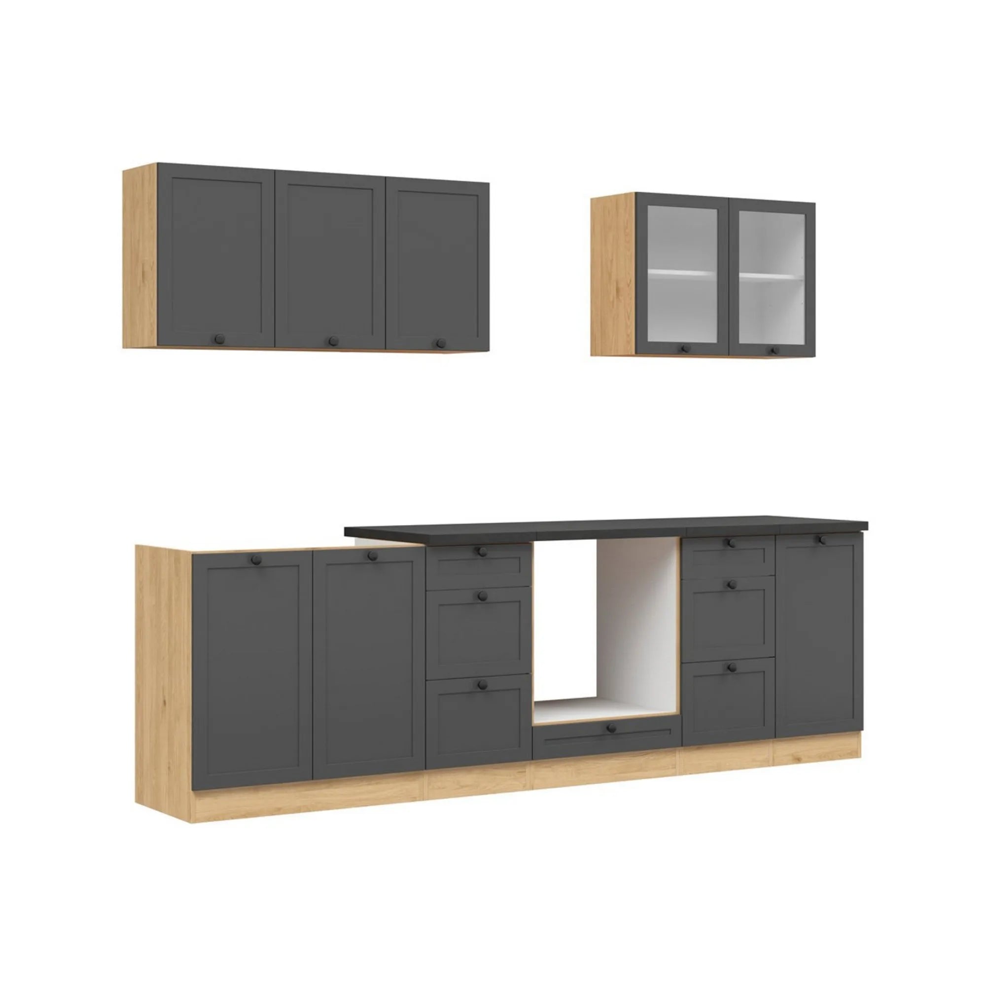 Set bucatarie BERGEN OCN-29881, gri grafit/stejar